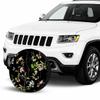 Leaves Flowers Spare Tire Cover Watercolor Black Background Wheel Covers for RV Tires Camper Tire Case Protectors for Trailer Rv SUV Truck Travel Trailer 15 in view 3