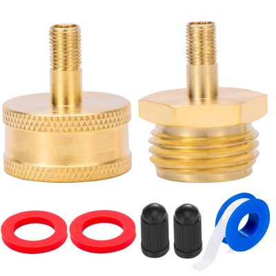 Breezliy RV Brass Blow Out Plug,Tire Inflation Valve to Female/Male Garden Hose Faucet,Winterize Blow Out Adapter,Suitable for campers, motorhomes and travel trailers(Female+Male)