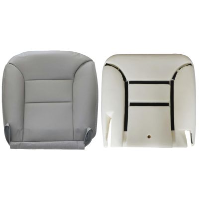 SecosAutoparts Driver Side Bottom #132 Pewter Gray Replacement Seat Cover & Seat Foam Cushion Compatible with GMC Yukon Suburban Compatible with Chevy Silverado Tahoe Sierra 1995 1996 1997 1998 1999