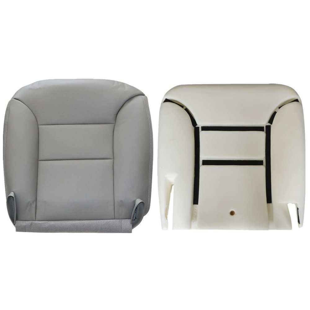 SecosAutoparts Driver Side Bottom #132 Pewter Gray Replacement Seat Cover & Seat Foam Cushion Compatible with GMC Yukon Suburban Compatible with Chevy Silverado Tahoe Sierra 1995 1996 1997 1998 1999