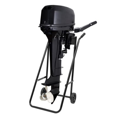 Gbonklong Outboard Motor Stand, Cold-rolled Steel Black Heavy Duty Engine Carrier Cart Boat Motor Stand Within 30 Horsepower, Floor Mount Multi Purposed Engine Stand Foldable Design Dolly Storage