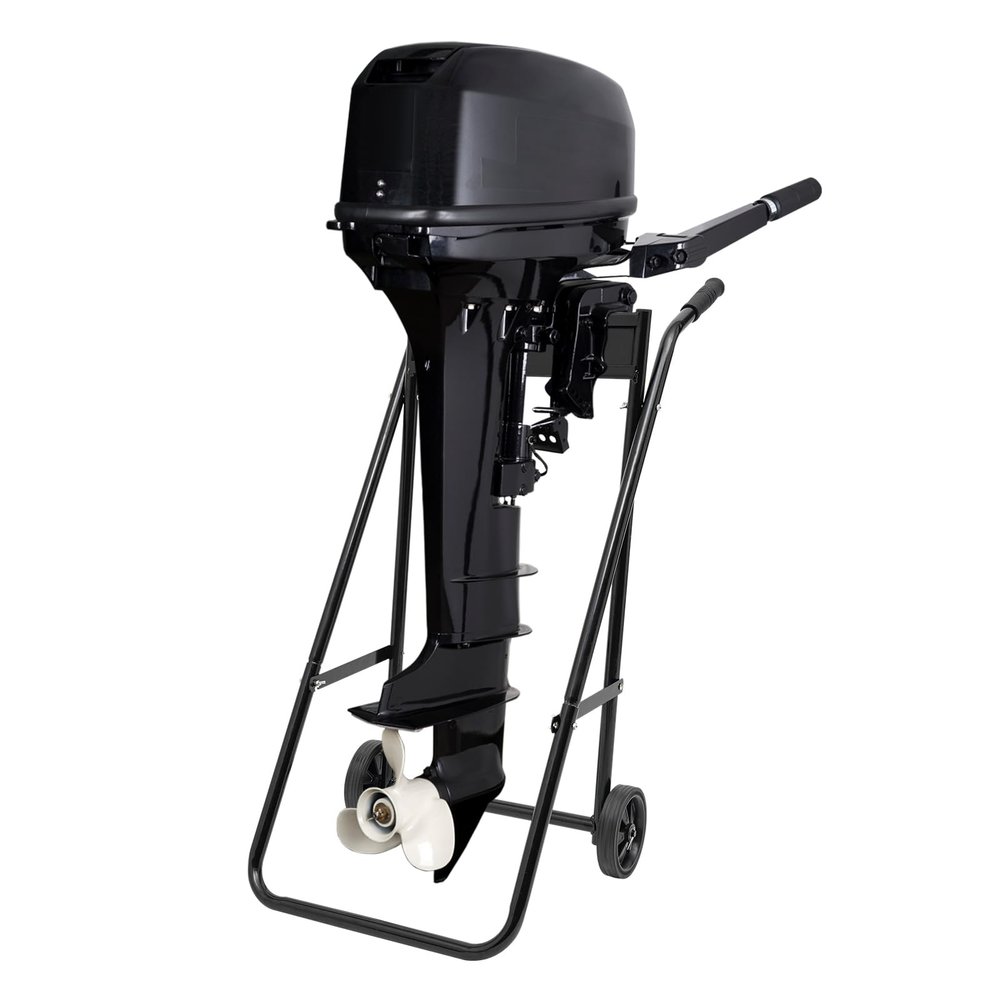 Gbonklong Outboard Motor Stand, Cold-rolled Steel Black Heavy Duty Engine Carrier Cart Boat Motor Stand Within 30 Horsepower, Floor Mount Multi Purposed Engine Stand Foldable Design Dolly Storage