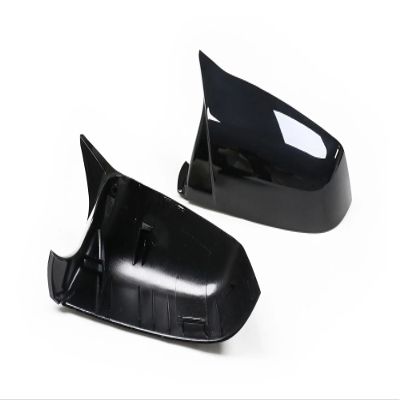 ZIBIAO Side Mirror Cover Compatible with BMW 2008-2012 5/6/7 Series E60 F10 GT F07 F06 F12 F13 F01 F02 Replacement OX Horn Look ABS/Carbon Fiber Side Mirror Cover (Color : Gloss Black)