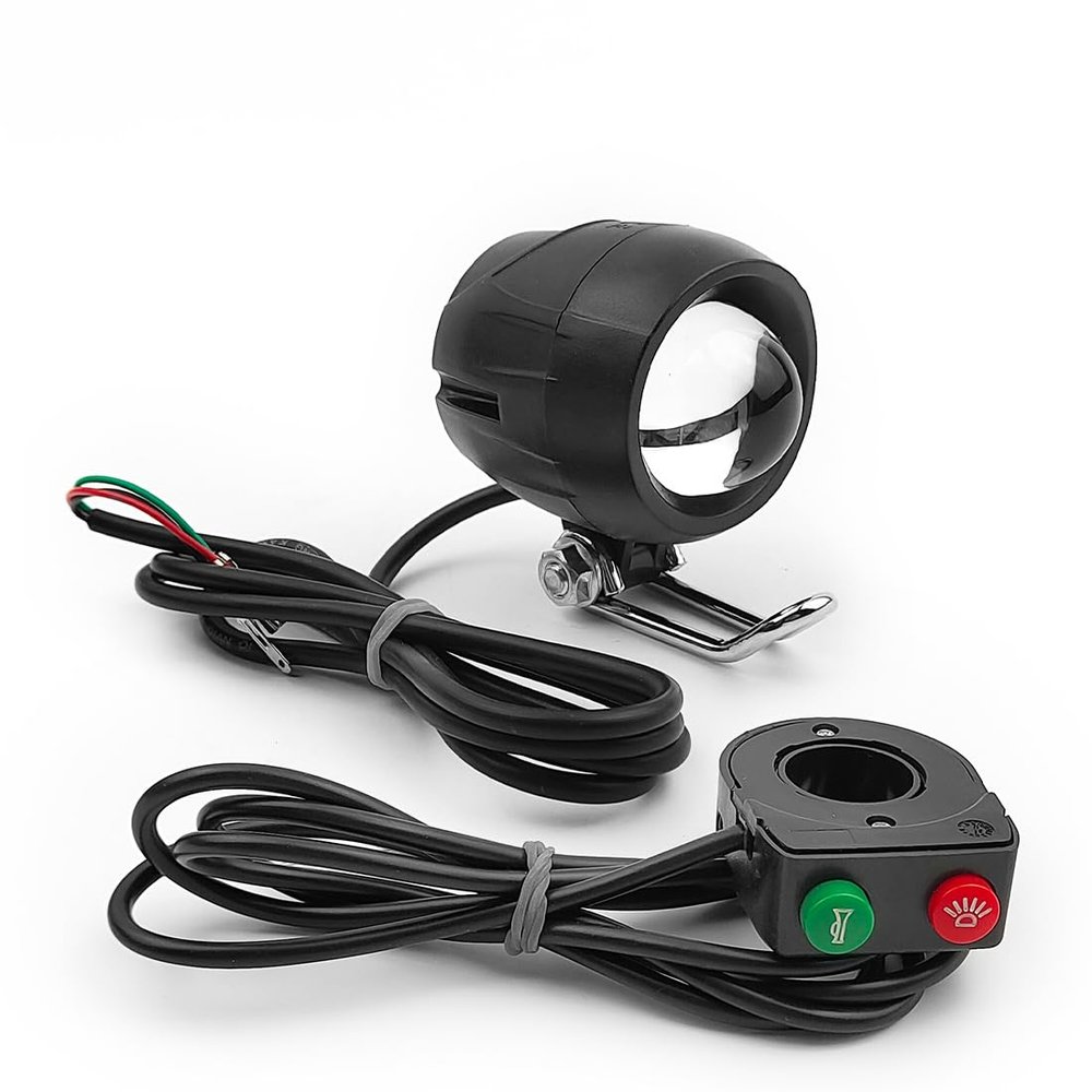 L-faster 12V-89V Light Switch with Horn Black LED Headlight for Bike Scooter Motorcycle