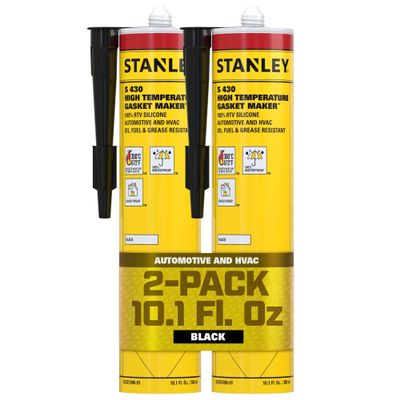 Stanley S430 High-Temp RTV Silicone Gasket Maker - Oil, Vibration and Heat Resistant Black Silicone Sealant for Automotive Valve Covers and Engine Parts, 10.1 fl.oz. Black,2 Pack