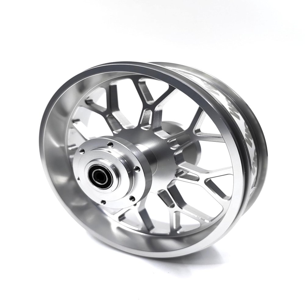 KEBEILEE CNC Aluminum Rear Wheel Blue Rocketwheel Design For LOSI Promoto MX 1:4 (Silver)