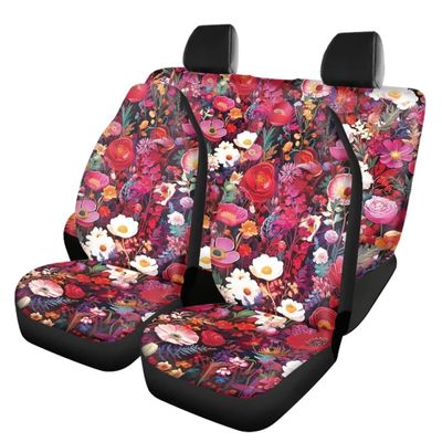 Beauty Collector Flowers Blossom Car Seat Covers Full Set Vehicle Seat Cushion Protector Soft Durable Car Back Seat Cover and Front Covers Graphic