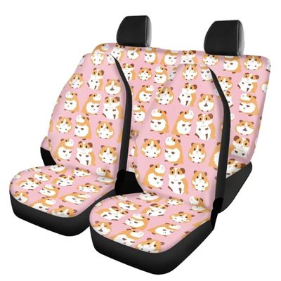 Beauty Collector Pink Hamster Car Seat Cover Front Seat Cover and Bench Cover(2pc Split Bench Cover), Elastic Polyester Seat Covers Full Set, Universal Fit for Cars SUV