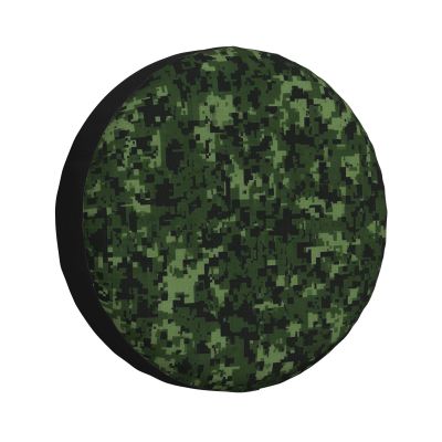 Green Army Digital Camouflage Print Spare Tire Cover Waterproof Dust-Proof Wheel Protectors Universal Weatherproof Camper Tire Covers for Travel Trailer Rv SUV Truck 16 inch