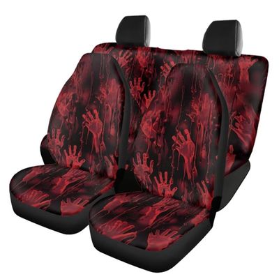 Beauty Collector Bloody Hand Full Set Car Interior Accessories Front Seats Covers and Rear Split Bench Cover Trendy Durable Car Gift for Women
