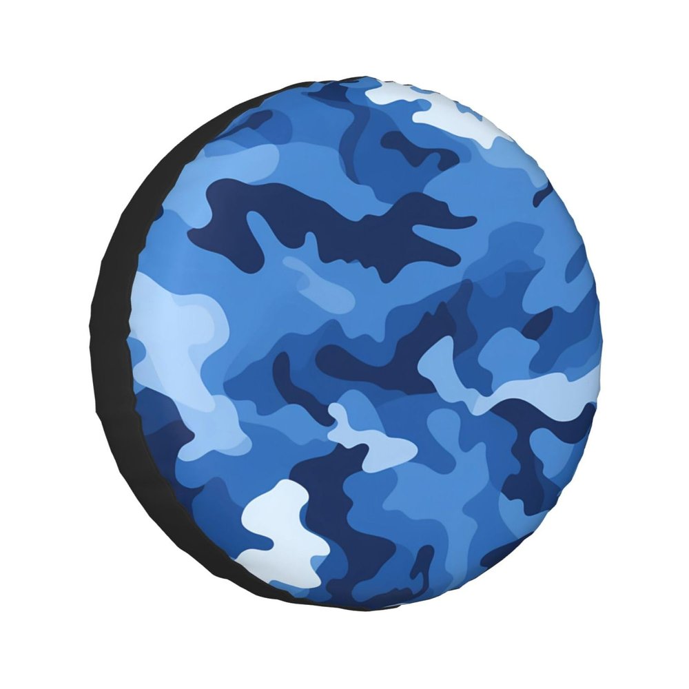 Blue White Camo Premium Spare Tire Cover - Waterproof, Dust-Proof, Universal Protection for Trailers, Rvs, Suvs, and More 14 Inch