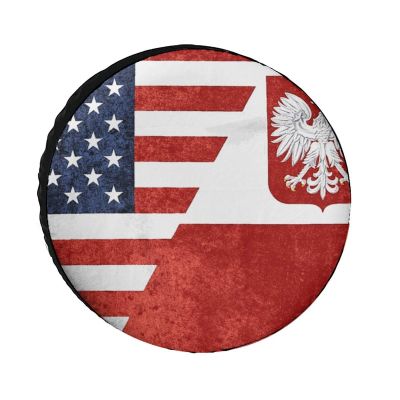 USA Poland Flag Tire Covers Wheel Cover Protectors Waterproof UV Protection Spare Tire Cover Universal Fit for RV SUV Truck Travel Trailer Accessories