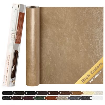 KING MOUNTAIN Leather Repair Patch,12 x 60 Inches self Adhesive Leather Repair Tape for Damaged Leather Furniture, Sofa Seating,Car Seats, Leather GoodsKhaki