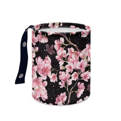 Brosoneto Cute Cherry Blossom Car Trash Can Reusable Foldable Hanging Portable Dustbin Bin for Back Seat, Front Console, Floor, or Hanging Headrest Waste Basket