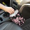 Brosoneto Cute Cherry Blossom Car Trash Can Reusable Foldable Hanging Portable Dustbin Bin for Back Seat, Front Console, Floor, or Hanging Headrest Waste Basket view 2