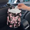 Brosoneto Cute Cherry Blossom Car Trash Can Reusable Foldable Hanging Portable Dustbin Bin for Back Seat, Front Console, Floor, or Hanging Headrest Waste Basket view 3