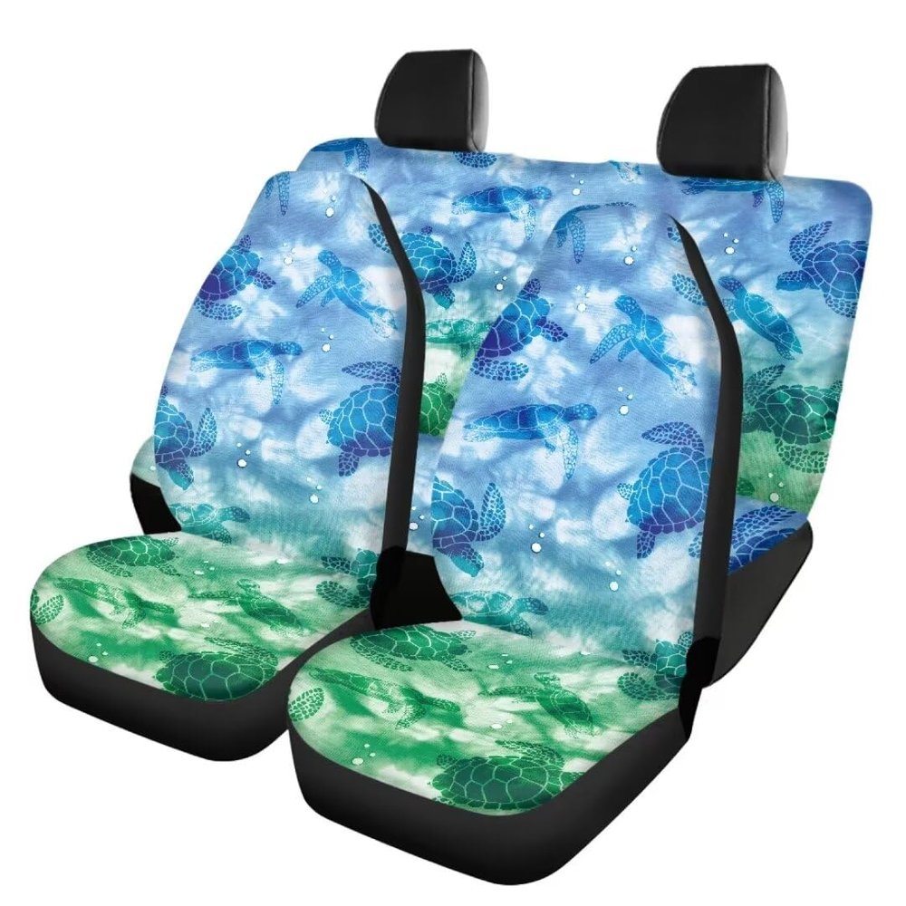 Beauty Collector Blue Green Turtle Car Seat Protector Full Set, Auto Seat Cover for Car, Truck SUV Back Seat Cover Seats Full Set, Universal fit for Vehicles Sedan