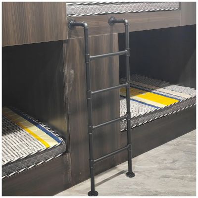 White Black Window Well Ladder, Loft Bed Ladder 7 6 5 4 feet High, Heavy-Duty Iron Bunk Ladders for Trailers Campers Garage Basement, with Foam Steps Padding ( Color : Black , Size : 6.5ft/78in/198cm