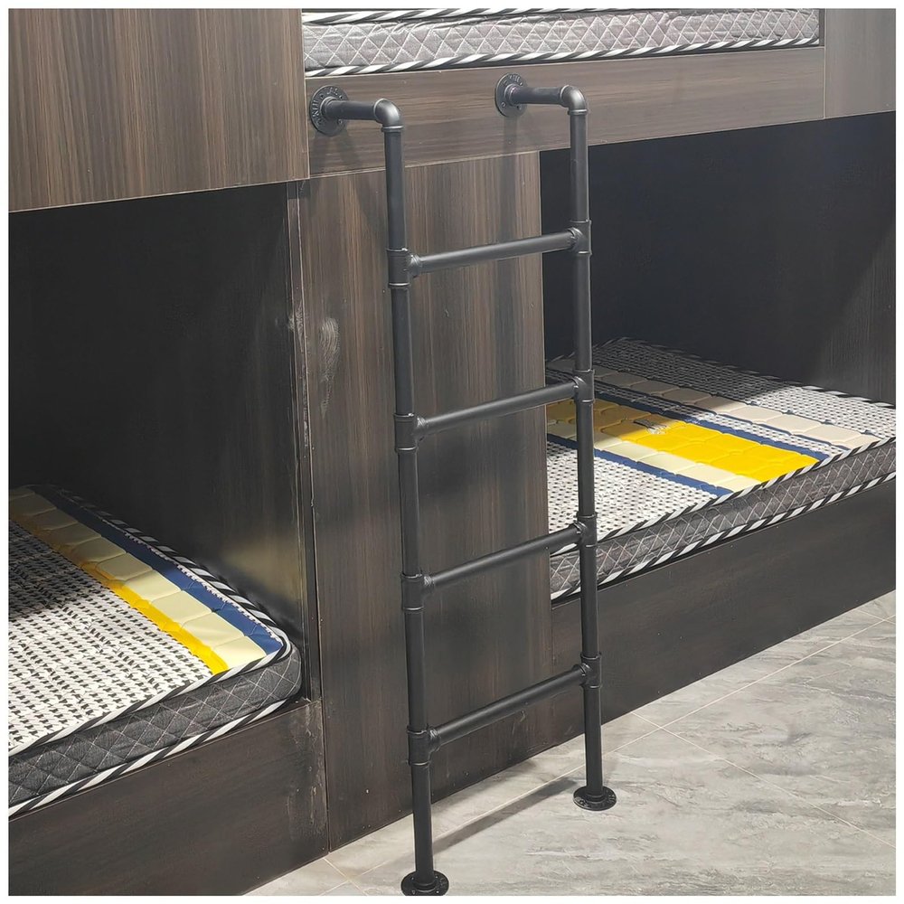 White Black Window Well Ladder, Loft Bed Ladder 7 6 5 4 feet High, Heavy-Duty Iron Bunk Ladders for Trailers Campers Garage Basement, with Foam Steps Padding ( Color : Black , Size : 6.5ft/78in/198cm