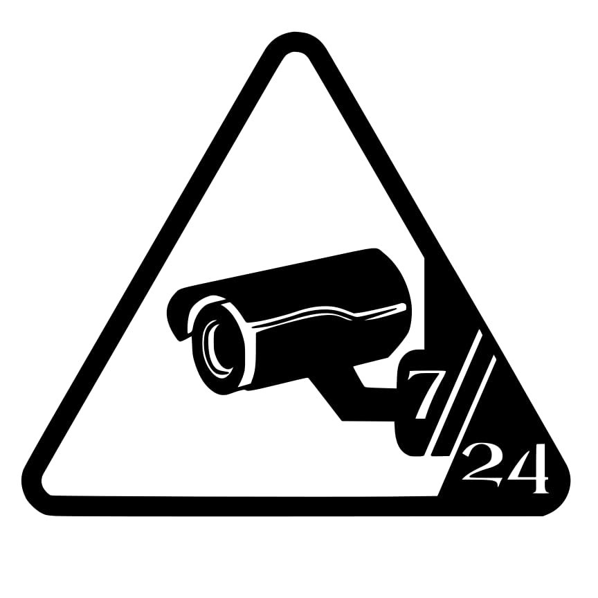 Security Camera Sign Vinyl Decal Stickers Office Car Window Videotaped CCTV Recording (Red, 3" x 2.7")
