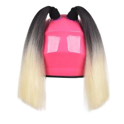 PHEZEN Helmet Ponytail Decoration Fashion Dual Color Pigtail Braid with Suction Cup for Motorcycle Bicycle Ski Helmet Accessories Reusable Type 6