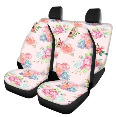 Beauty Collector Pink Flower Front Seat Covers Rear Bench Cover, Seat Protection Cove Car Full Set, Car Front Seat Cushion for Pets Child Car Seat Protector