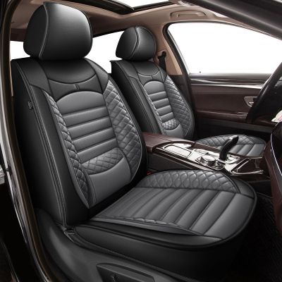 JIAMAOXIN Car Seat Cover for 2016-2025 2026 Honda Civic - Breathable Waterproof Leather Seat Covers Full Set - Compatible with Airbag & Easy to Install (5 Seats Black&Gray)