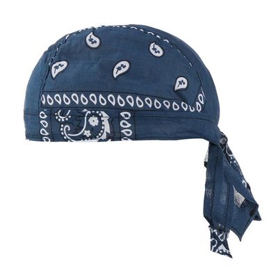 Men Skull Caps Sweat Wicking Doo Rag Cooling Dew Rag Helmet Liner Motorcycle Head Wrap Bandana Turban Headwear for Women (Denim Blue)