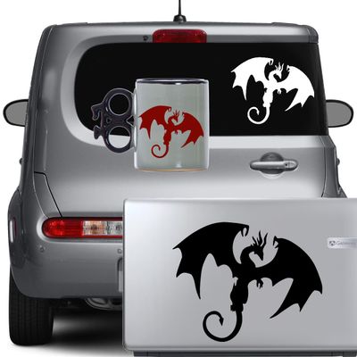Flying Dragon Vinyl Decal Sticker Decor for Car Bumper Window Bike Cup Laptop Draco Monster (Green, 3" x 2.5")