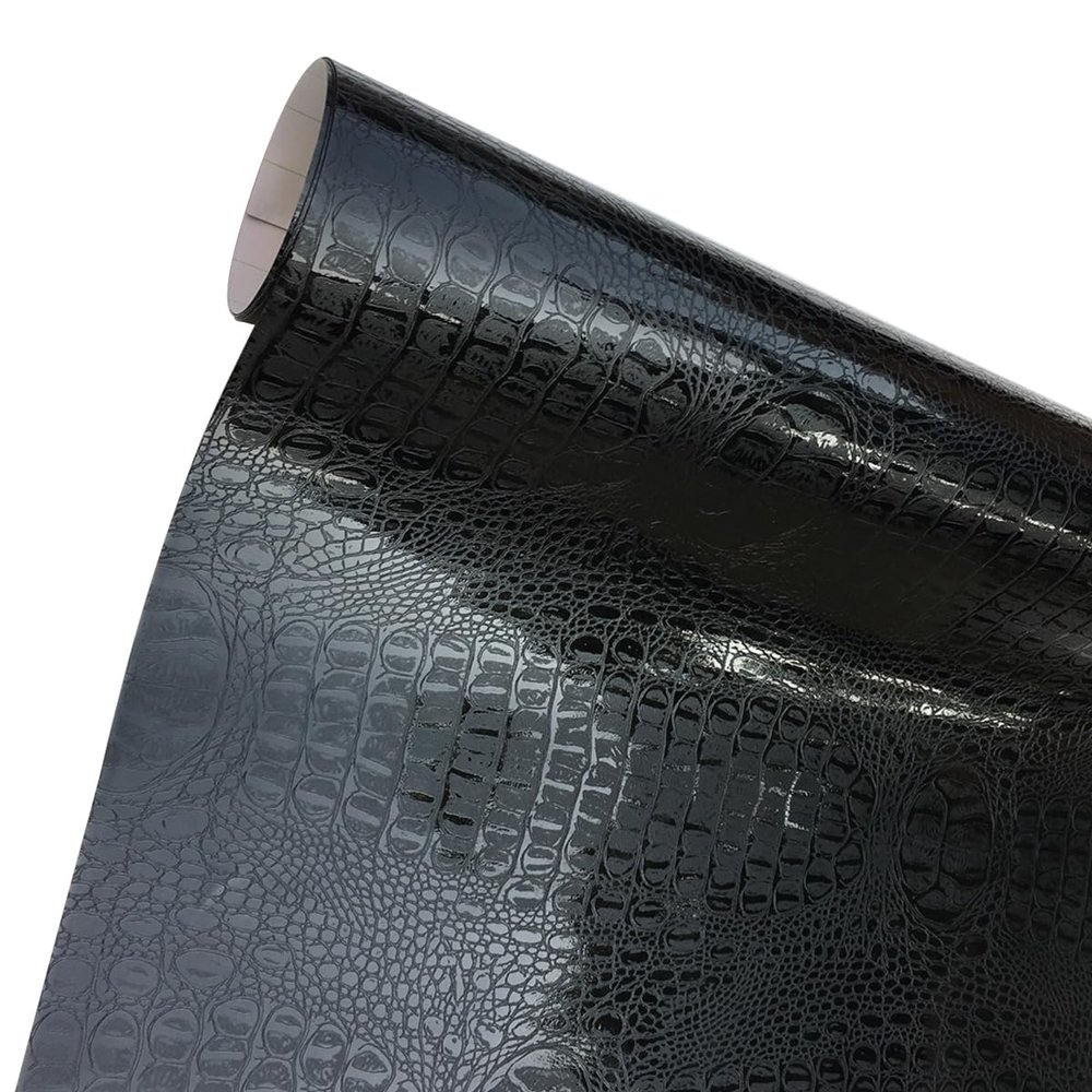 homeemoh Black Carbon Fiber Vinyl Wrap with Air Release, Car Protective Wrap Vinyl Sheet for DIY Exterior & Interior, Motorcycle Laptop (Crocodile,11.81 x 59.84 inch)