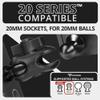 Tackform 2" Long Metal 20mm Ball and Socket Arm DuraLock 20 Series | Dual 20mm Sockets with Optional Anti-Theft Knob | Black with Yellow Billet Accent Kit view 4