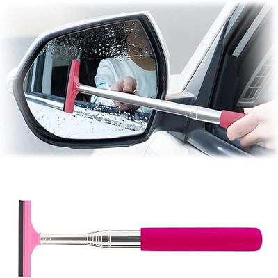 NahaiA Car Mirror Wiper, Retractable car Glass Scraper, Portable Cleaning Tool for All Vehicles(Pink)