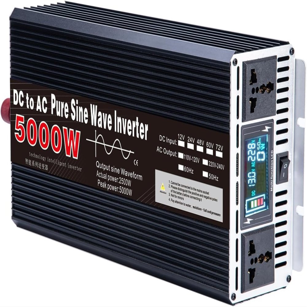CHRISK 5000W Pure Sine Wave Power Inverter, 12V/24V DC to 110V/220V AC Voltage Converter, Car Inverter,24v220v