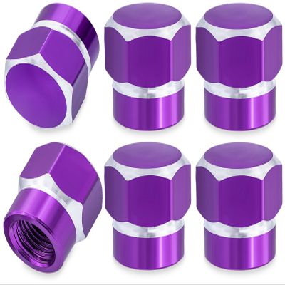 MEAJOO 6PCS Car Tire Valve Stem Caps, with Rubber O-Ring,Corrosion Resistant Leak-Proof, Aluminum Universal Wheel Tyre Stem Covers for Cars, SUV, Trucks, Bikes, Motorcycles, Bicycles(Purple)