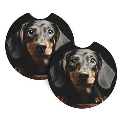 Pad Dachshund Print Car Coasters for Cup Holder Universal Non-Slip Cup Holders 2 Pack Insert Cup Holder Pad Car Interior Car Cup Mat with A Finger Notch