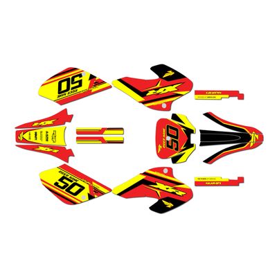 Kalair GFX Graphics Kit for Honda XR80 / XR100 (2001-2003) EVO Series Red-Shift 21 Mil - Pro Edition - Dirt Pit Bike Motorcycle Sticker, Dirtbike Racing Decal Motocross Accessories no-Plastics