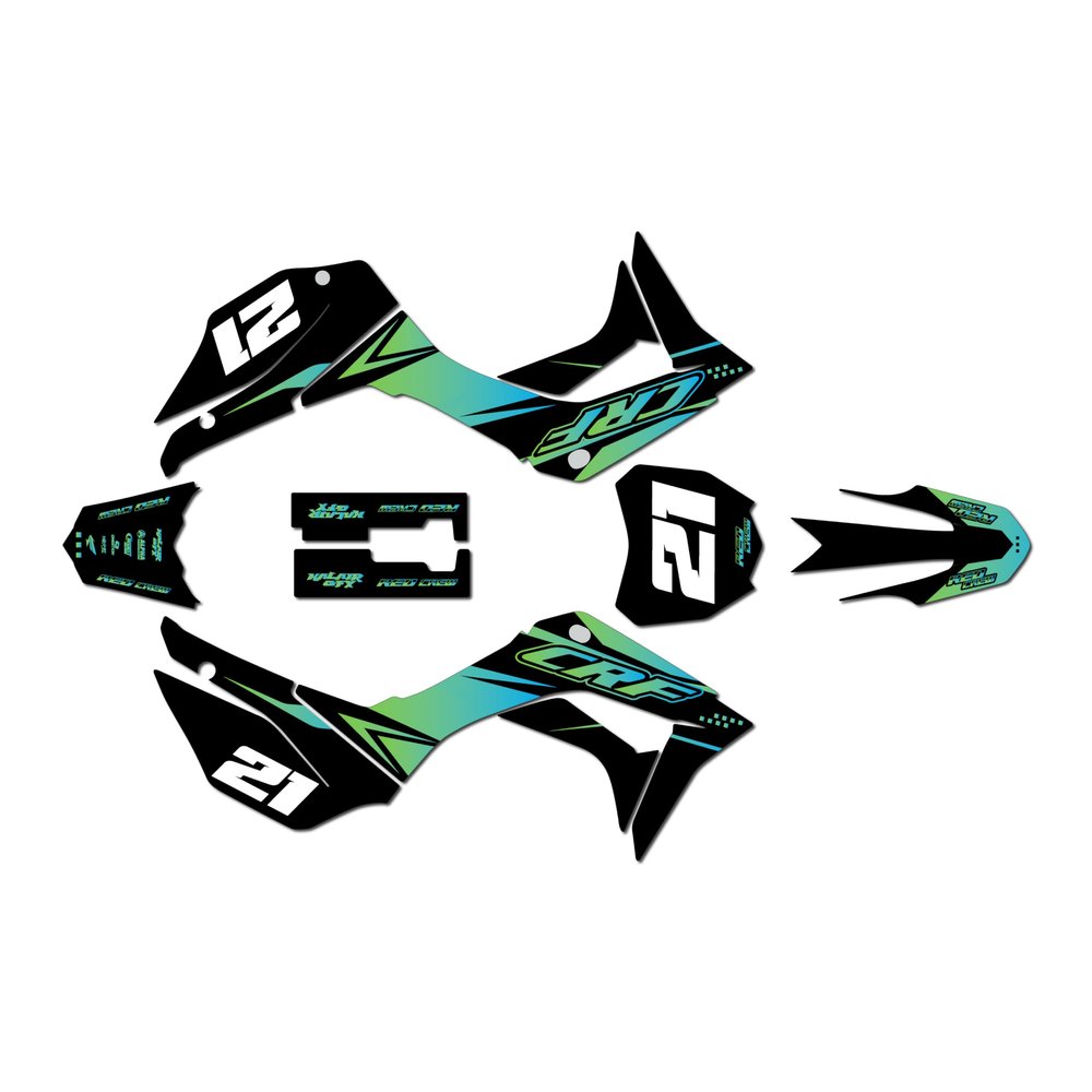 Kalair GFX Graphics Kit for Honda CRF110F (2019-2026) Crew Series Lime 21 Mil - Pro Edition - Dirt Pit Bike Motorcycle Stickers, Dirtbike Racing Automotive Decal Motocross Accessories no-Plastics