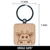 Sniggle Sloth Peeking Cow Engraved Wood Square Keychain Tag Charm view 2