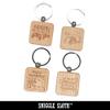 Sniggle Sloth Peeking Cow Engraved Wood Square Keychain Tag Charm view 3