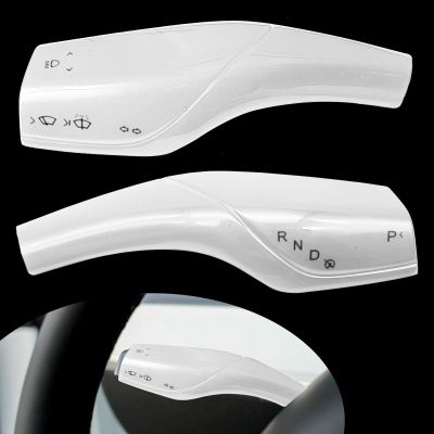 stymart 2PCS Car Gear Shift Lever Covers Compatible with Tesla Model 3 Model Y, Gear Shift Cover Pattern Gear Lever Cover for Car Knob Protection Cover (White)