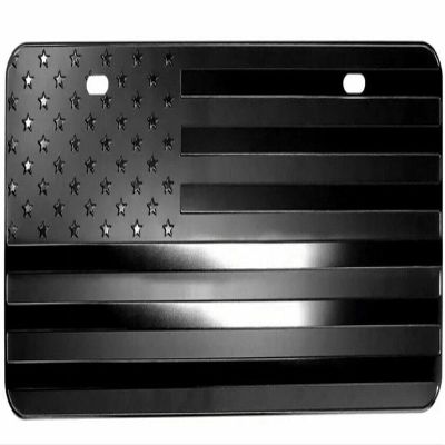USA Blackout American Flag Metal Embossed License Plate (12"x6", Black)