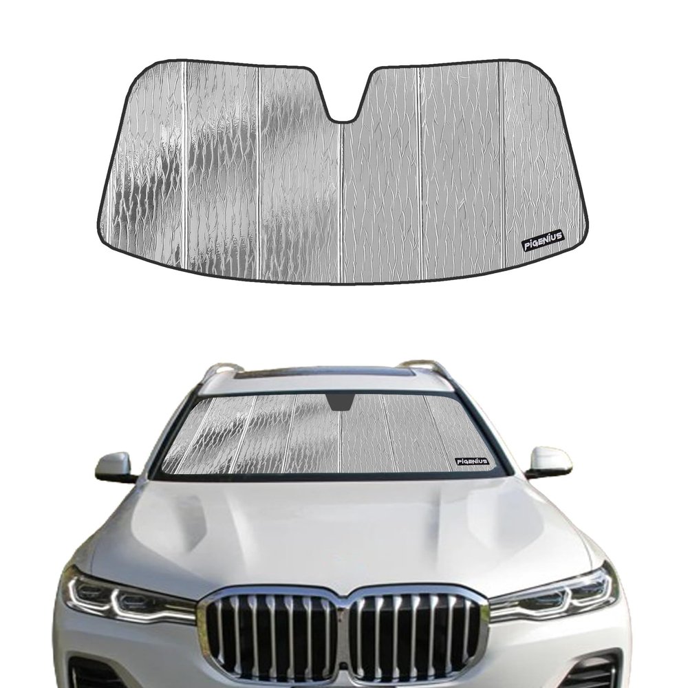 Pigenius Car Windshield Sun Shade for 2019-2023 Bmw X5, 2019-2022 Bmw X7, 2021-2022 Bmw Alpina Xb7, Car Window Shades- Astraguard, silver