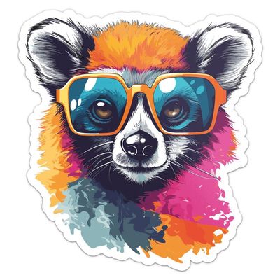 MotorCart Basics Cool Lemur Sticker - Vinyl Waterproof Decal for Car, Laptop, Wall, Window, Door, Water Bottle, Bumper Sticker Size - 3'' Longer Side