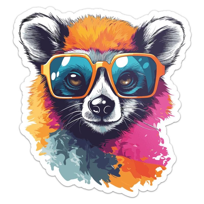 MotorCart Basics Cool Lemur Sticker - Vinyl Waterproof Decal for Car, Laptop, Wall, Window, Door, Water Bottle, Bumper Sticker Size - 3'' Longer Side