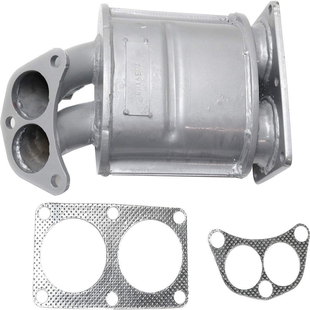 New Front Rear Catalytic Converter Right Passenger And Left Driver Side Replacement For Nissan Sentra | GXE | XE | CA | 2000 2001 2002 4 Cyl 1.8L With Gaskets 13 in. overall length Manifold Converter