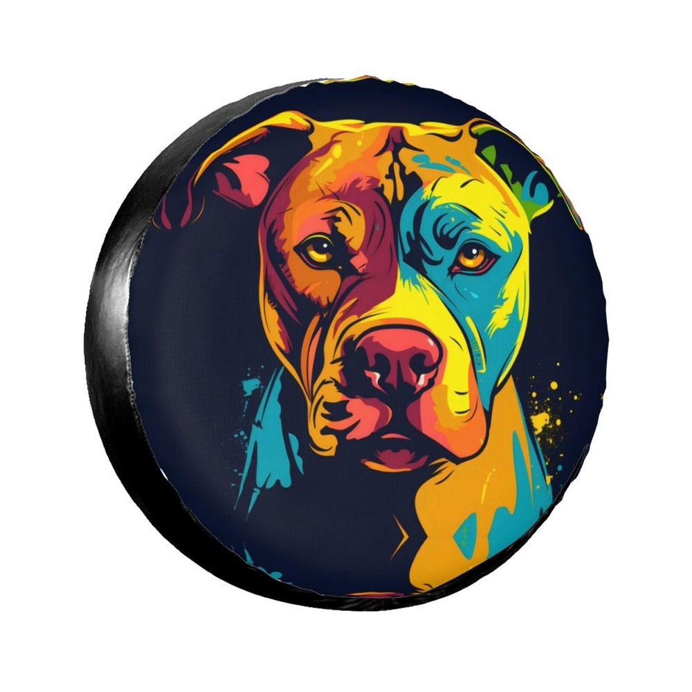 LOJAOGON Pit Bull Spare Tire Cover Wheel Protectors Dust-Proof Wheel Tire Cover Fit Trailer, Rv, Sand Many Vehicle 17inch