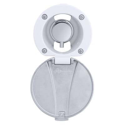 Ambassador Marine Aidack- Recessed Control Valve (Hot/Cold Mixer), Arctic White Cup with Stainless Steel Lid, Chrome Aidack Handle - 136-1741-CA-W