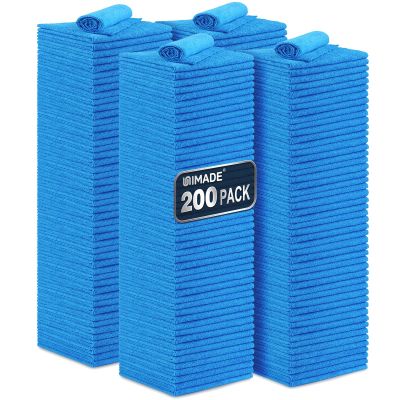 UNIMADE Shop Towel Rag, 200 Pack Reusable Rags Bulk Microfiber Cleaning Cloth Lint Free Towels for Car Kitchen Automotive Bar Mechanic Restaurant Garage, 11.5"x 11.5", Blue