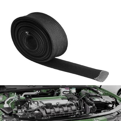 BaiYiQing Heat Shield Sleeve Fuel Line Heat Shield Auto Hose Spark Plug Wire Cover Protectors Boots Roll 2500 Degree for Car&Auto Wire Loom Brake CableBlack1/2" IDX10'