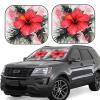Car Windshield Sun Shade Cover Red Hibiscus Automotive Windshield Sunshades for Front Window 2 Pcs Foldable Sun Blocker for Car Truck SUV view 1
